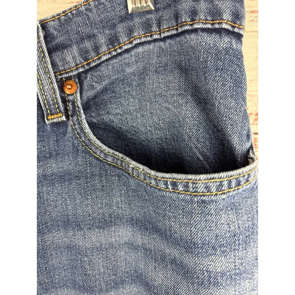 Levis 514 Straight Leg Blue Denim Jeans Work Distressed Relaxed Mens 36x30